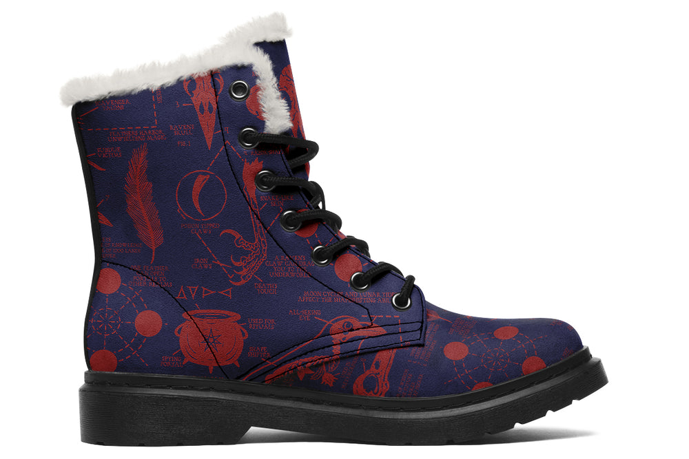 Scarlet Raven Study Winter Boots - Warm Micro-Suede Doc-Style Boots Lined with Vegan Wool