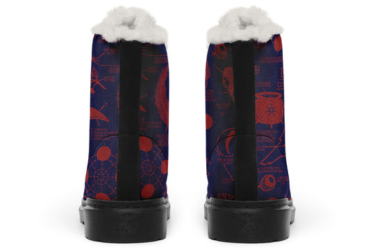 Scarlet Raven Study Winter Boots - Warm Micro-Suede Doc-Style Boots Lined with Vegan Wool