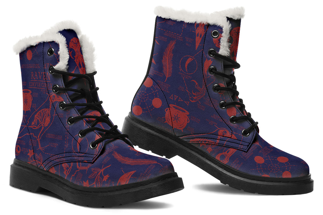 Scarlet Raven Study Winter Boots - Warm Micro-Suede Doc-Style Boots Lined with Vegan Wool