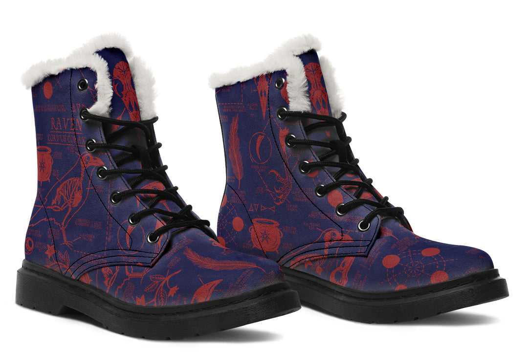 Scarlet Raven Study Winter Boots - Warm Micro-Suede Doc-Style Boots Lined with Vegan Wool