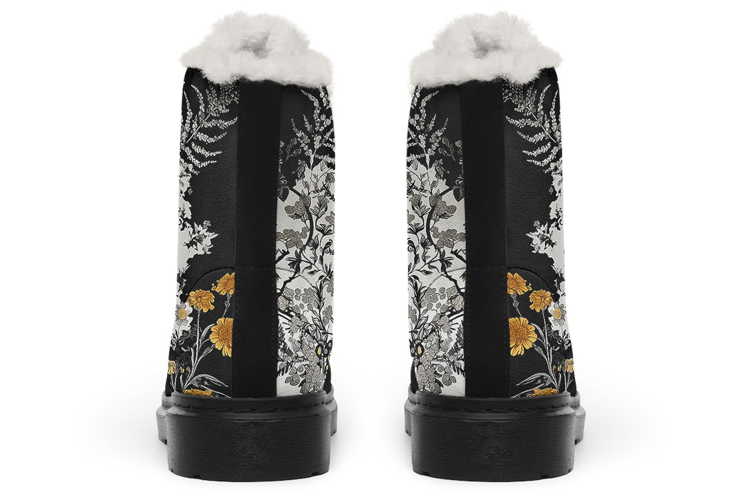 Shadow Ferns Winter Boots - Warm Micro-Suede Doc-Style Boots Lined with Vegan Wool