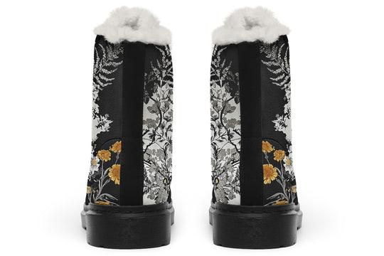 Shadow Ferns Winter Boots - Warm Micro-Suede Doc-Style Boots Lined with Vegan Wool