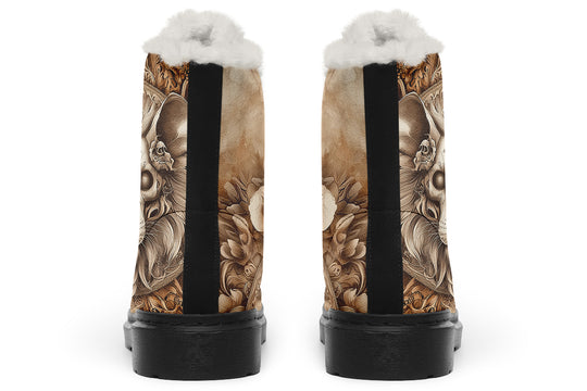 Shadowmane Mandala Winter Boots - Warm Micro-Suede Doc-Style Boots Lined with Vegan Wool