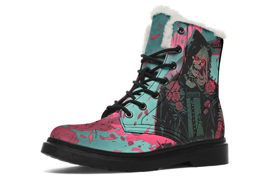 Shinigami Winter Boots - Warm Micro-Suede Doc-Style Boots Lined with Vegan Wool