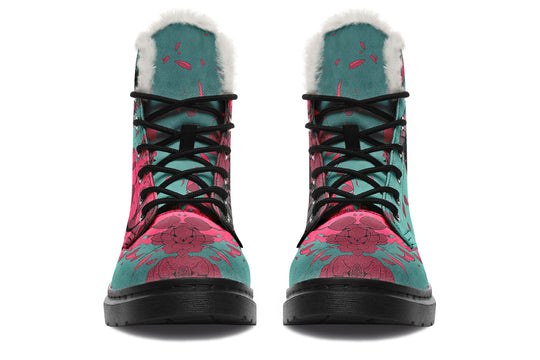 Shinigami Winter Boots - Warm Micro-Suede Doc-Style Boots Lined with Vegan Wool