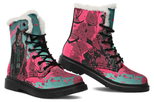 Shinigami Winter Boots - Warm Micro-Suede Doc-Style Boots Lined with Vegan Wool