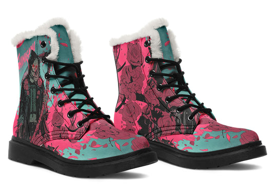 Shinigami Winter Boots - Warm Micro-Suede Doc-Style Boots Lined with Vegan Wool