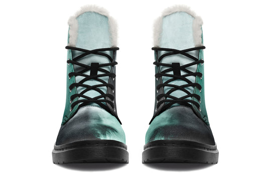 Smoke Emerald Winter Boots - Warm Micro-Suede Doc-Style Boots Lined with Vegan Wool