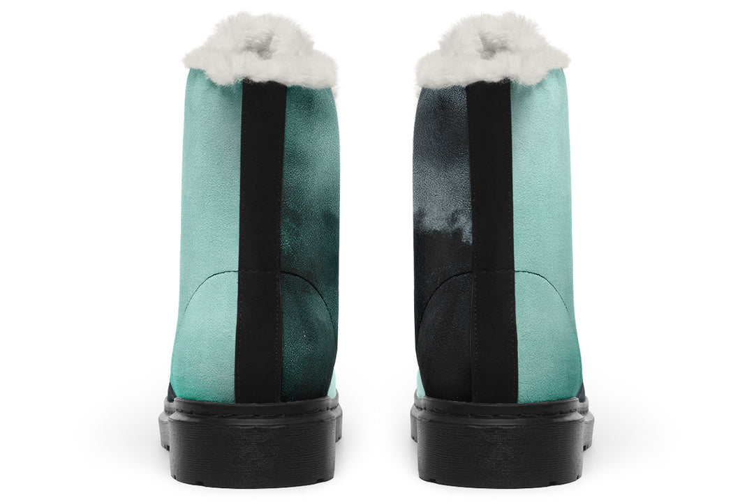 Smoke Emerald Winter Boots - Warm Micro-Suede Doc-Style Boots Lined with Vegan Wool