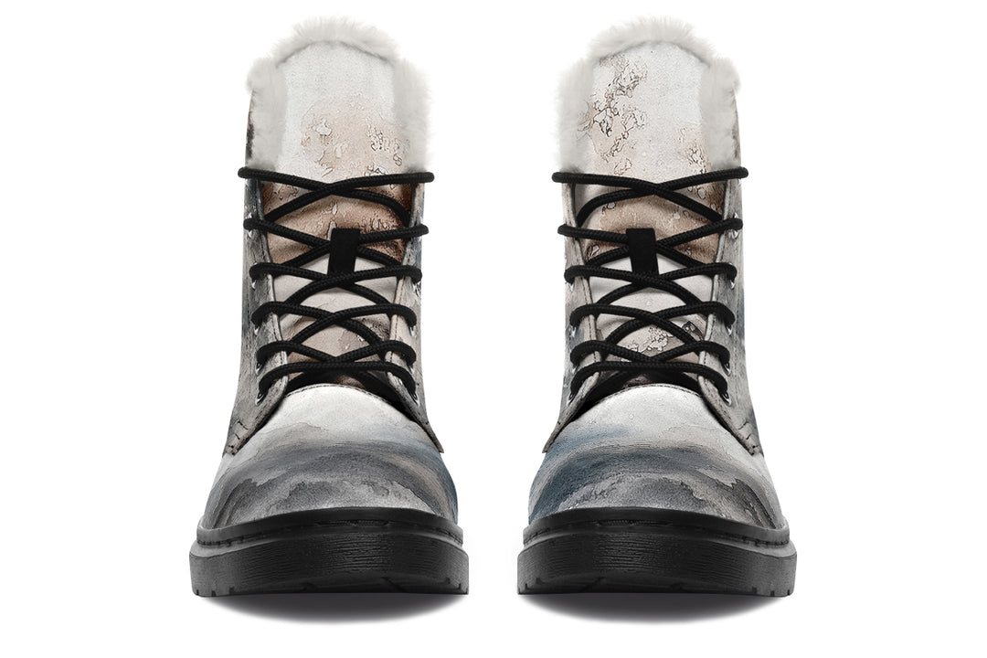 Smoke Winter Boots - Warm Micro-Suede Doc-Style Boots Lined with Vegan Wool