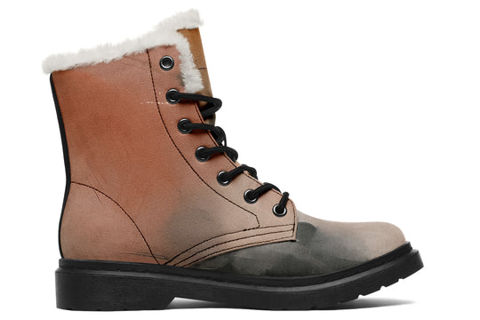 Smoky Sands Winter Boots - Warm Micro-Suede Doc-Style Boots Lined with Vegan Wool