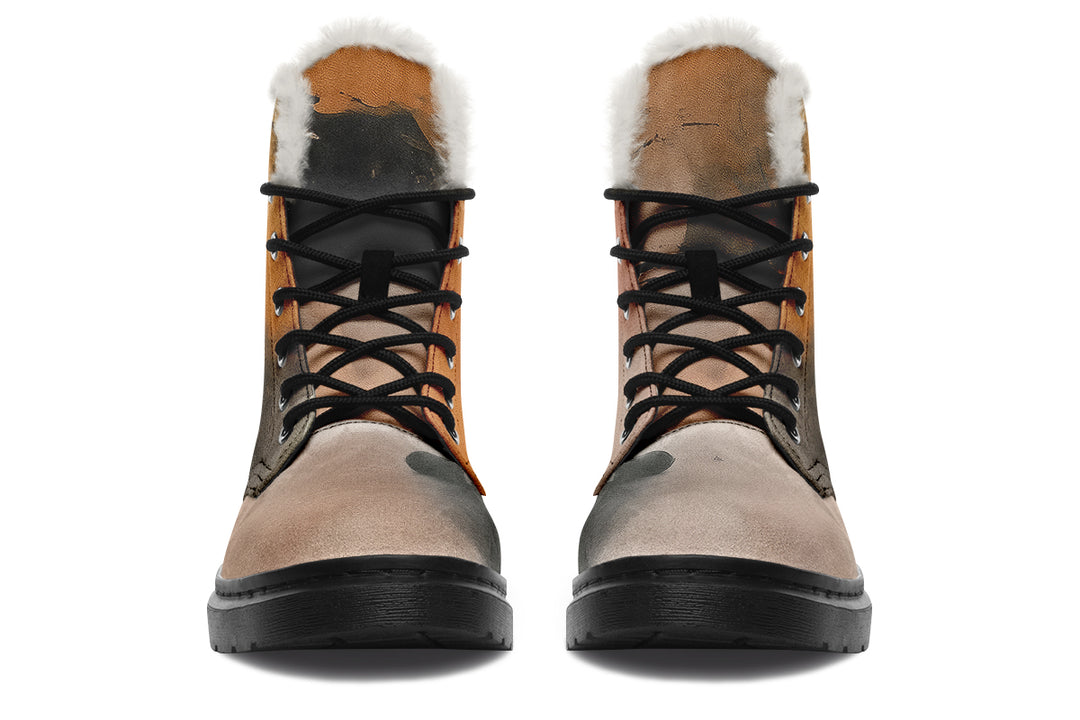 Smoky Sands Winter Boots - Warm Micro-Suede Doc-Style Boots Lined with Vegan Wool