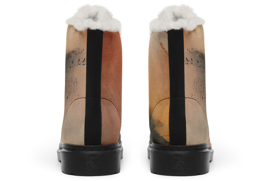 Smoky Sands Winter Boots - Warm Micro-Suede Doc-Style Boots Lined with Vegan Wool