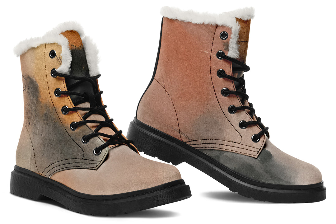 Smoky Sands Winter Boots - Warm Micro-Suede Doc-Style Boots Lined with Vegan Wool