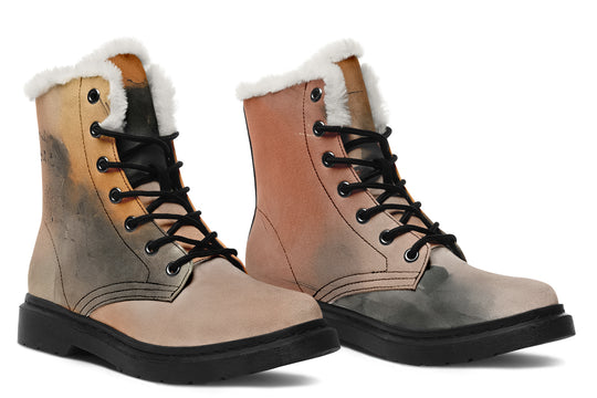 Smoky Sands Winter Boots - Warm Micro-Suede Doc-Style Boots Lined with Vegan Wool