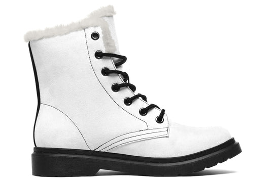 Snow White Winter Boots - Warm Micro-Suede Doc-Style Boots Lined with Vegan Wool