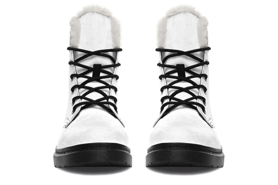 Snow White Winter Boots - Warm Micro-Suede Doc-Style Boots Lined with Vegan Wool