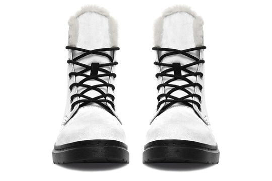 Snow White Winter Boots - Warm Micro-Suede Doc-Style Boots Lined with Vegan Wool