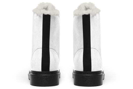 Snow White Winter Boots - Warm Micro-Suede Doc-Style Boots Lined with Vegan Wool