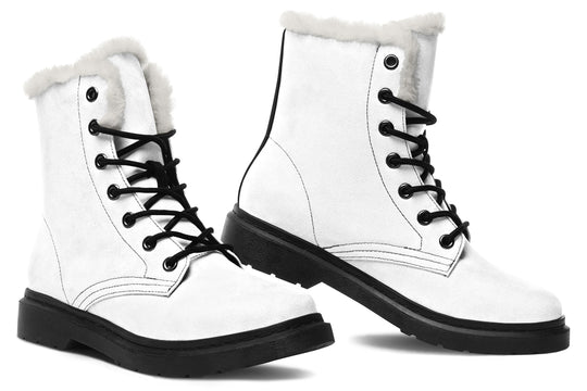 Snow White Winter Boots - Warm Micro-Suede Doc-Style Boots Lined with Vegan Wool