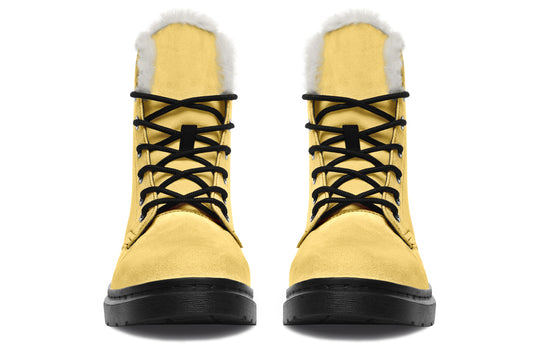 Soft Gold Winter Boots - Vibrant Print Fashion Boots Warm Lined Durable Nylon Lace-up Weatherproof Comfortable