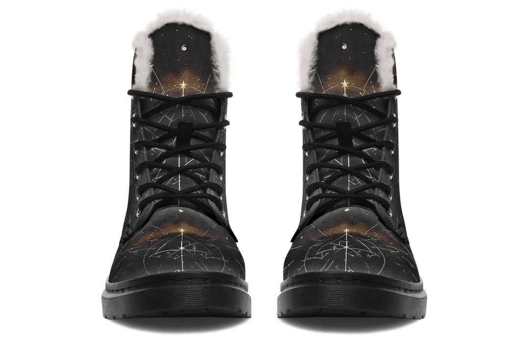 Solar Wolf Winter Boots - Warm Micro-Suede Doc-Style Boots Lined with Vegan Wool