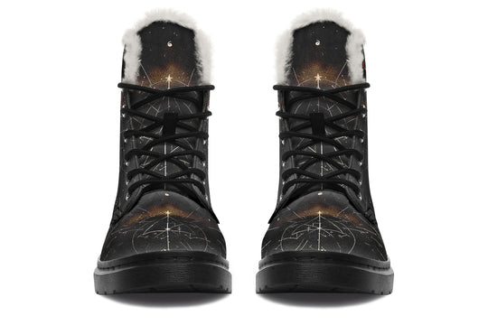 Solar Wolf Winter Boots - Warm Micro-Suede Doc-Style Boots Lined with Vegan Wool