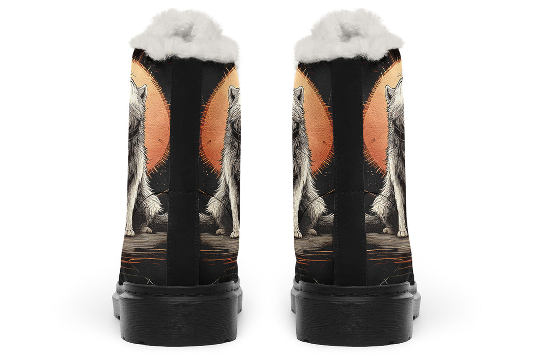 Solar Wolf Winter Boots - Warm Micro-Suede Doc-Style Boots Lined with Vegan Wool