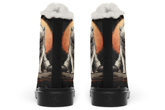 Solar Wolf Winter Boots - Warm Micro-Suede Doc-Style Boots Lined with Vegan Wool