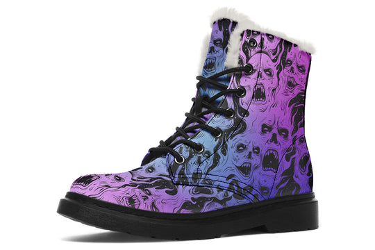 Spectral Torment Winter Boots - Warm Micro-Suede Doc-Style Boots Lined with Vegan Wool