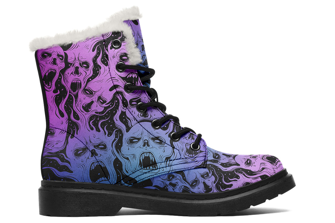 Spectral Torment Winter Boots - Warm Micro-Suede Doc-Style Boots Lined with Vegan Wool