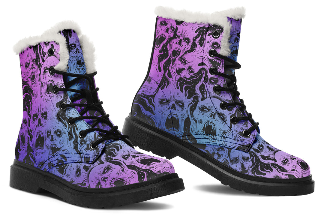 Spectral Torment Winter Boots - Warm Micro-Suede Doc-Style Boots Lined with Vegan Wool