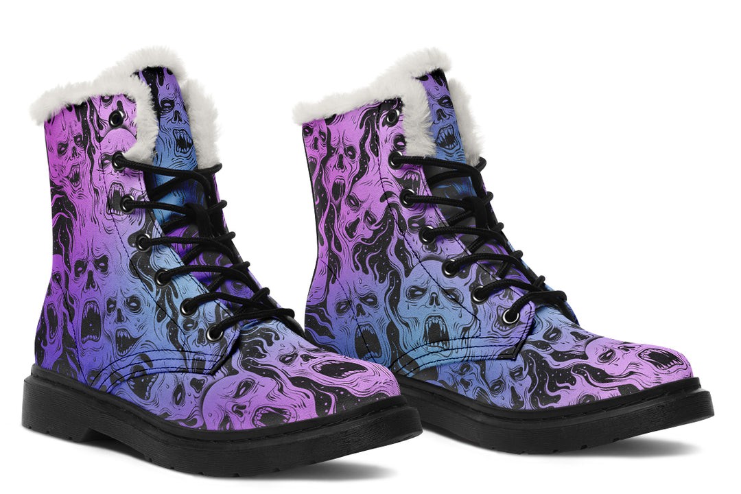 Spectral Torment Winter Boots - Warm Micro-Suede Doc-Style Boots Lined with Vegan Wool