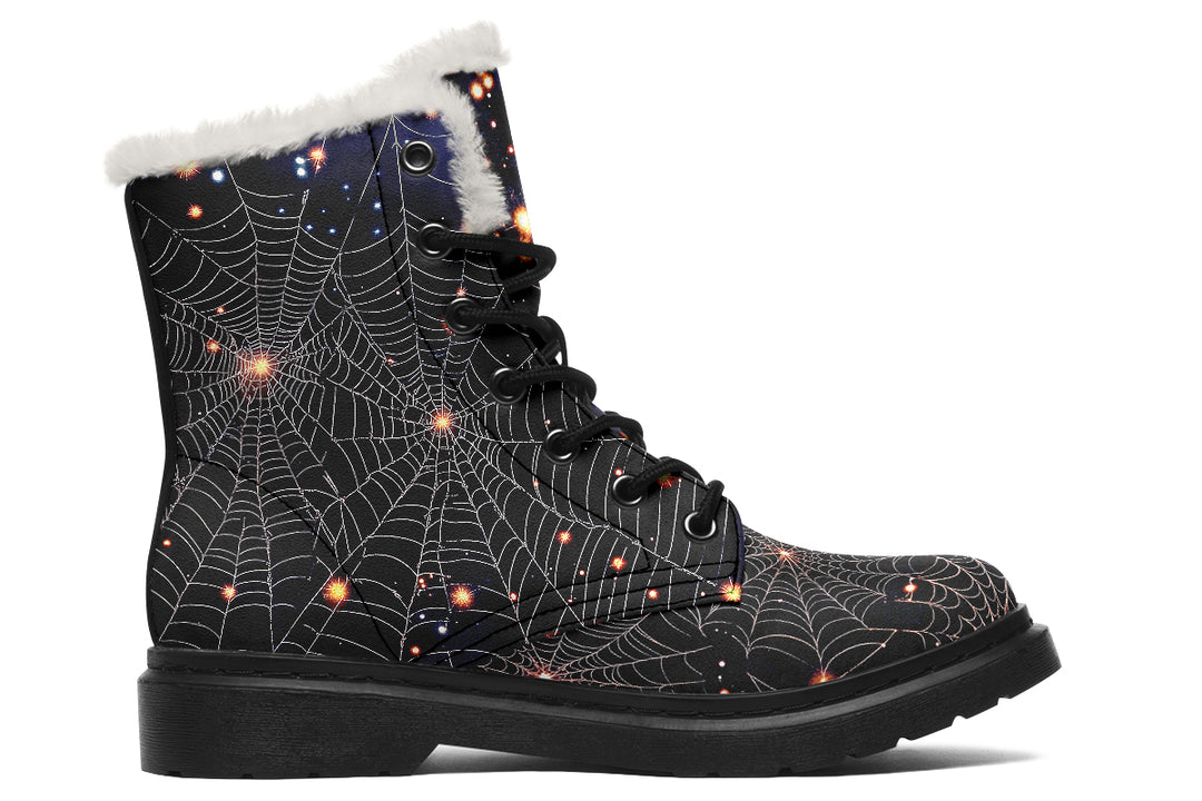 Spiderweb Winter Boots - Warm Micro-Suede Doc-Style Boots Lined with Vegan Wool