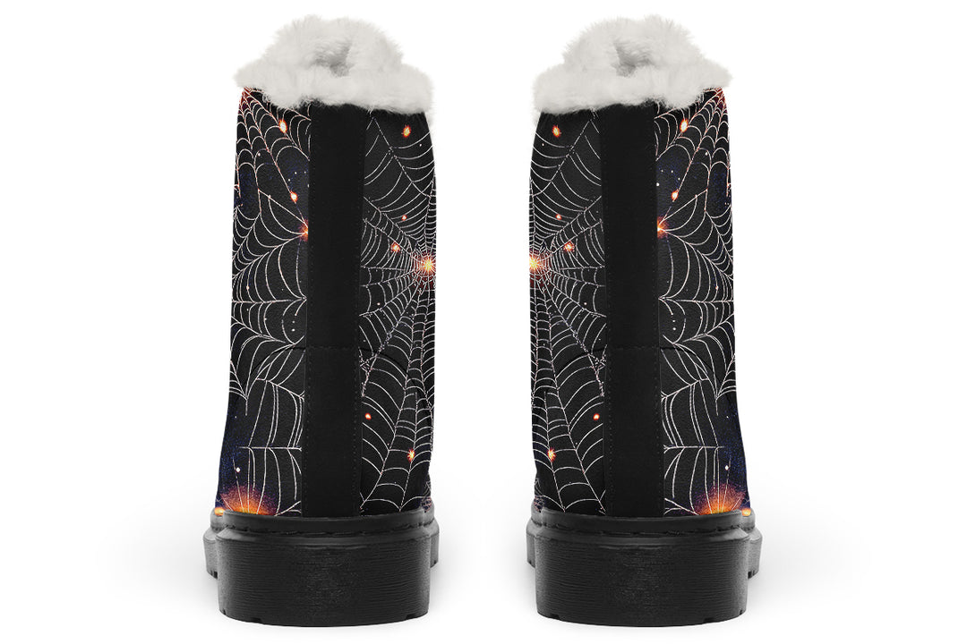 Spiderweb Winter Boots - Warm Micro-Suede Doc-Style Boots Lined with Vegan Wool