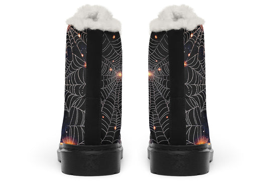 Spiderweb Winter Boots - Warm Micro-Suede Doc-Style Boots Lined with Vegan Wool