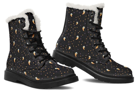 Spooky Soirée Winter Boots - Warm Micro-Suede Doc-Style Boots Lined with Vegan Wool