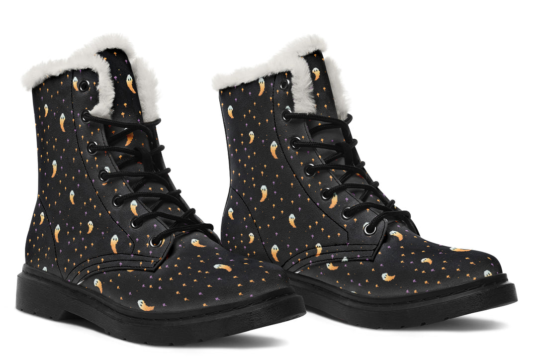 Spooky Soirée Winter Boots - Warm Micro-Suede Doc-Style Boots Lined with Vegan Wool