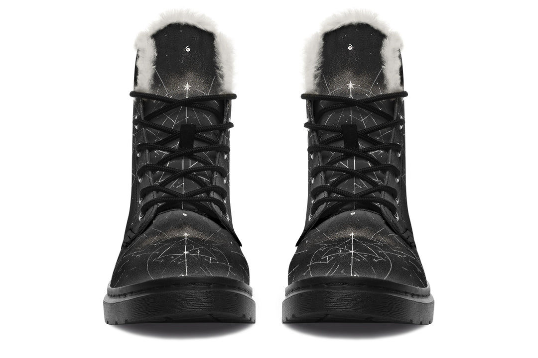 Starlit Wolf Winter Boots - Warm Micro-Suede Doc-Style Boots Lined with Vegan Wool