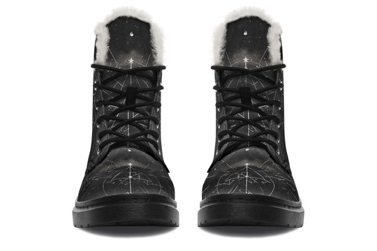 Starlit Wolf Winter Boots - Warm Micro-Suede Doc-Style Boots Lined with Vegan Wool