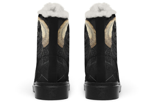 Starlit Wolf Winter Boots - Warm Micro-Suede Doc-Style Boots Lined with Vegan Wool