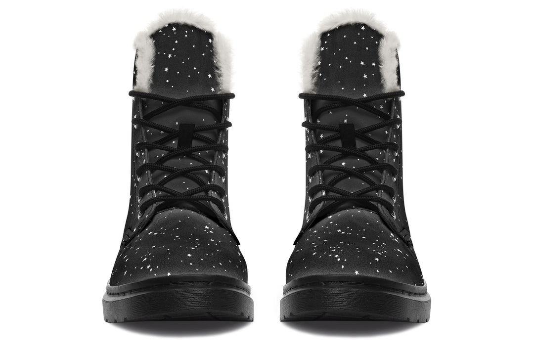 Starry Night Winter Boots - Vibrant Print Fashion Boots Durable Nylon Lace-up Water Resistant Warm Lined Weatherproof Stylish