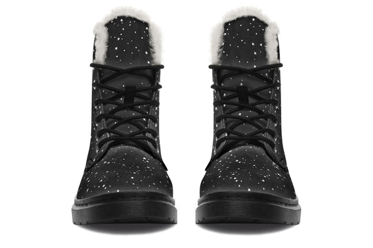 Starry Night Winter Boots - Vibrant Print Fashion Boots Durable Nylon Lace-up Water Resistant Warm Lined Weatherproof Stylish