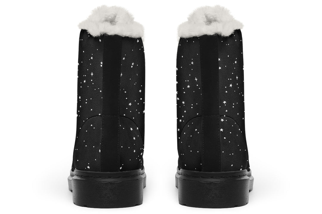 Starry Night Winter Boots - Warm Micro-Suede Doc-Style Boots Lined with Vegan Wool