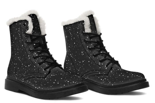 Starry Night Winter Boots - Warm Micro-Suede Doc-Style Boots Lined with Vegan Wool