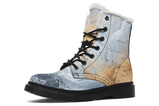 Storm Marble Winter Boots - Warm Micro-Suede Doc-Style Boots Lined with Vegan Wool