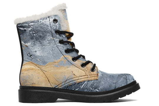 Storm Marble Winter Boots - Warm Micro-Suede Doc-Style Boots Lined with Vegan Wool