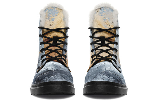 Storm Marble Winter Boots - Warm Micro-Suede Doc-Style Boots Lined with Vegan Wool