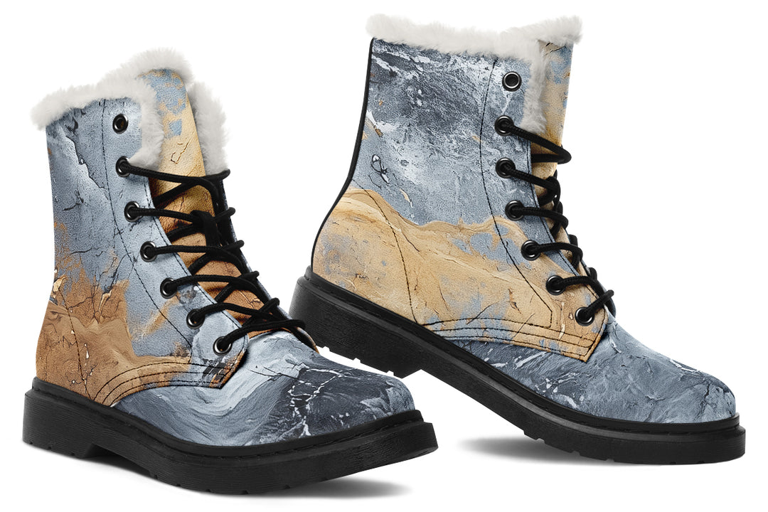 Storm Marble Winter Boots - Warm Micro-Suede Doc-Style Boots Lined with Vegan Wool