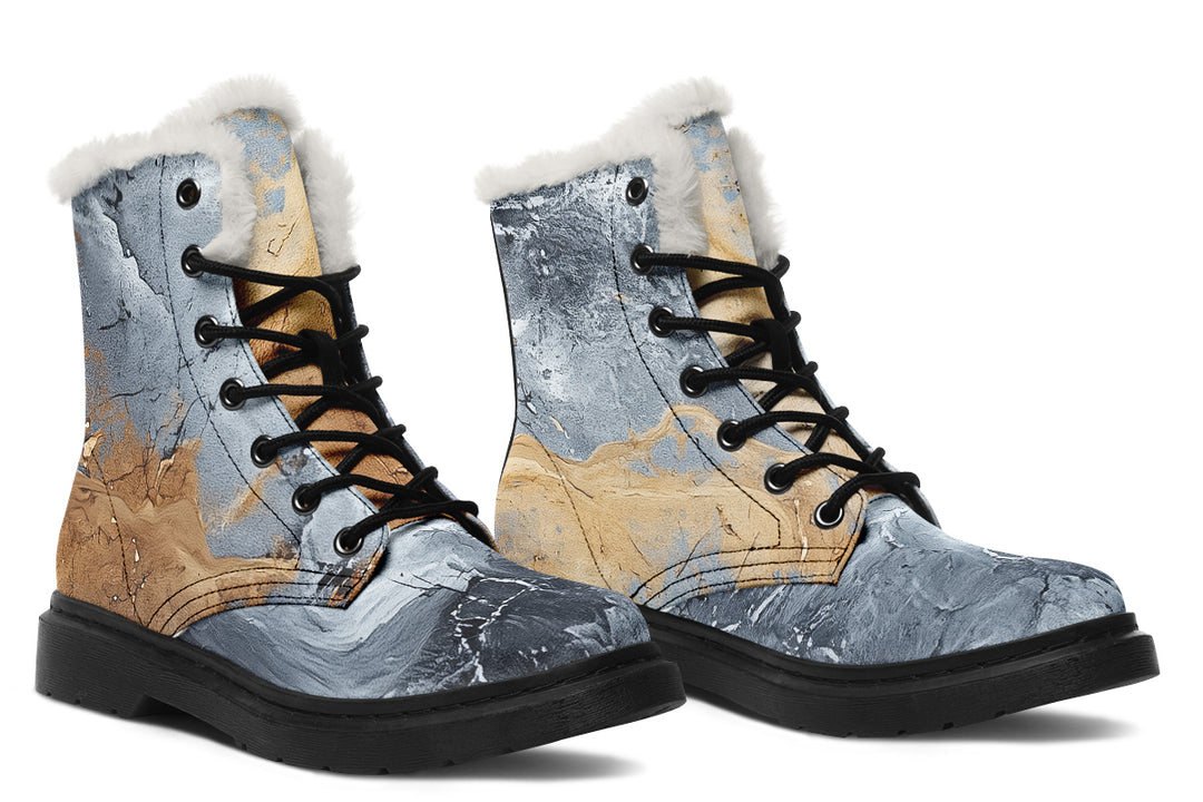 Storm Marble Winter Boots - Warm Micro-Suede Doc-Style Boots Lined with Vegan Wool